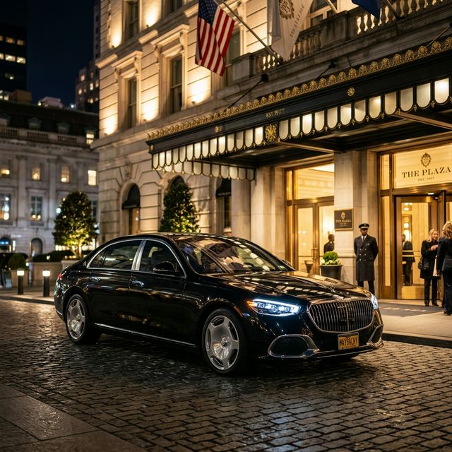 Mercedes Maybach z zewnątrz w nocy